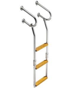 Badeleiter BANISTER, nirosta mit 3 Holzprossen, B=27cm