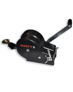 Seilwinden-SET KNOTT, 900kg, inkl. Gurt und Haken, 4,1:1, 8:1, 2-weg, 2 Gang