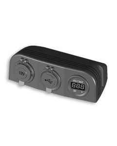 Aufbaumodul 3 teilig, mit 12V-, 2xUSB-Steckdosen & Voltmeter