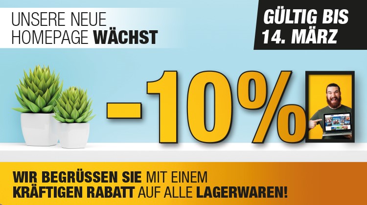 -10% Rabatt auf der neuen Homepage